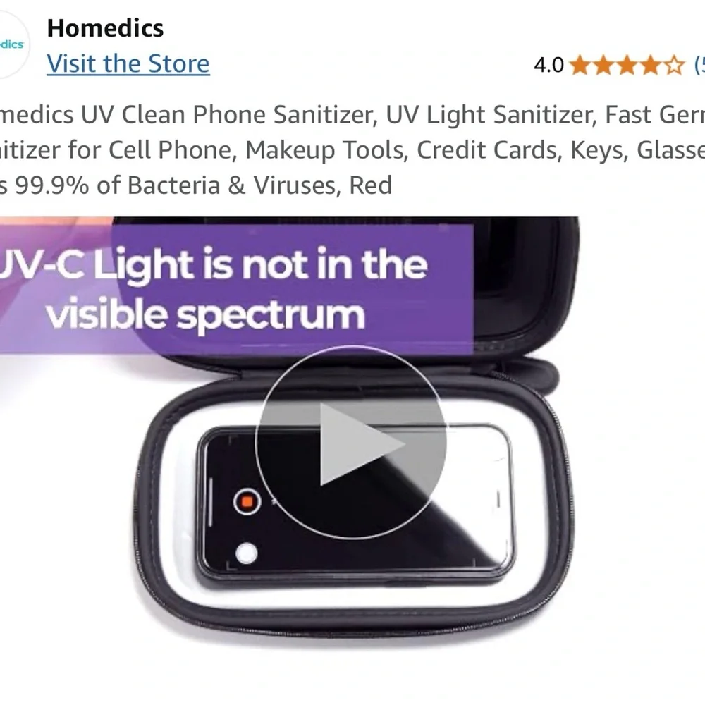 Homedics Red UV Clean Phone Sanitizer